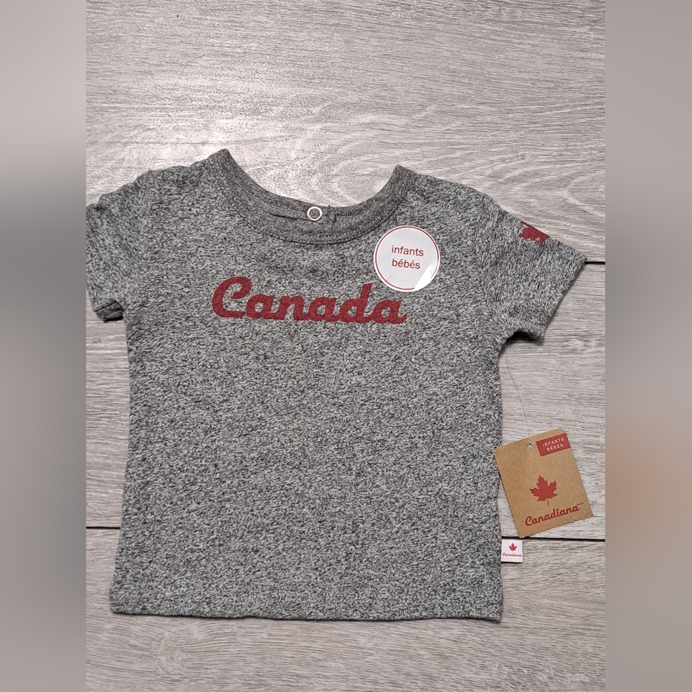 New Canadiana Unisex Infant Gray and Red T-Shirt